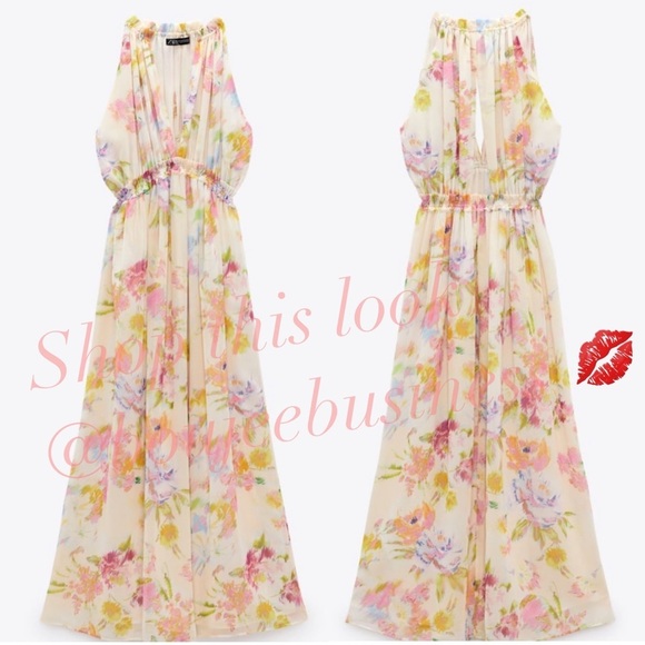 ZARA Long Multicolored Floral Print Dress BNWT - Picture 5 of 5